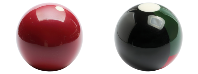 Billiard balls close up with transparent background