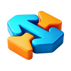 A blue and orange arrow pointing to the left