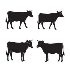 silhouette of cow set bundle