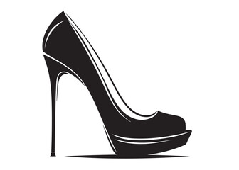 high heel logo silhouette vector, high heel shoes silhouette design vector illustration, high heel vector silhouette, female high heels shoes logo silhouettes vector on a white background