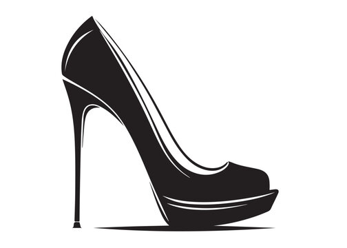 high heel logo silhouette vector, high heel shoes silhouette design vector illustration, high heel vector silhouette, female high heels shoes logo silhouettes vector on a white background