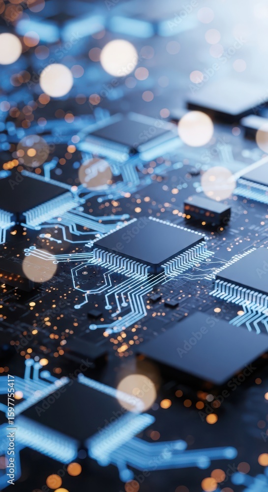 Poster closeup of a computer circuit board