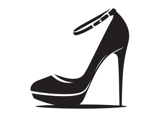 high heel logo silhouette vector, high heel shoes silhouette design vector illustration, high heel vector silhouette, female high heels shoes logo silhouettes vector on a white background