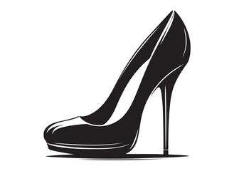 high heel logo silhouette vector, high heel shoes silhouette design vector illustration, high heel vector silhouette, female high heels shoes logo silhouettes vector on a white background