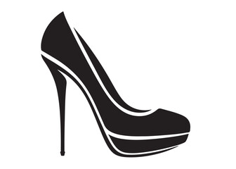 high heel logo silhouette vector, high heel shoes silhouette design vector illustration, high heel vector silhouette, female high heels shoes logo silhouettes vector on a white background
