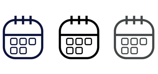 Collection of calendar icons in different colors for websites and graphic resources.