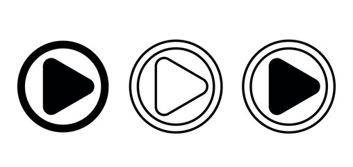 Collection of video player icons in different designs for websites and graphic resources.