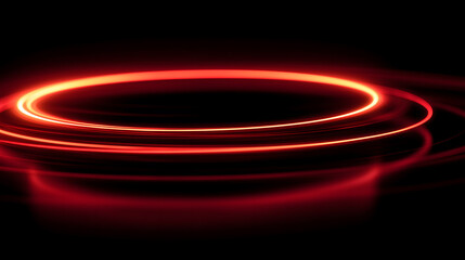Red optical flare spiral ring on black background