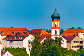 Church on a sunny summer day at Bad Griesbach im Rottal, Passau, Bavaria, Germany