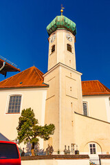 Church on a sunny summer day at Eschenlohe, Loisach valley, Garmisch, Partenkirchen, Werdenfelser...