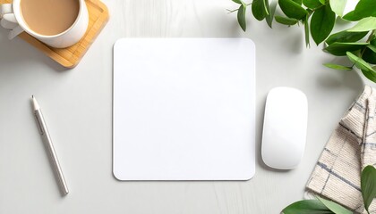 Workspace mockup with a blank mousepad