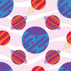 Colorful galaxy vector seamless pattern illustration