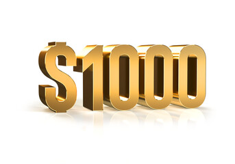 3D 1000 dollars transparent