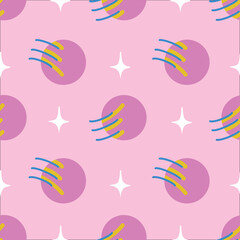 Pink galaxy abstract seamless pattern illustration