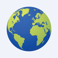 Planet earth or world globe with oceans and water flat vector color icon for apps and websites illustration