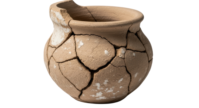 Isolated broken pottery