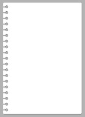 Page of torn blank white paper from a spiral notebook vector illustration