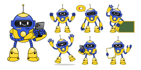 Set of Robot Character in Various Pose
