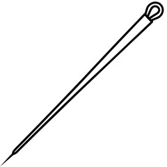 Obraz premium Black tapestry needle with large eye on white background sewing needle embroidery needle