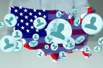 Visual representation of the interconnectedness of American citizens online.  Social media, networking.