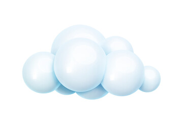 Blue glossy bubbled 3d cloud in realistic style isolated on white background. Cumulus rounded cloudy shape for weather forecast. Meteorology icon. Vector illustration