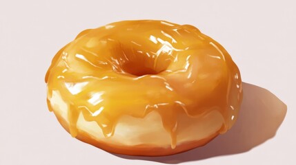 Chocolate glazed donut with colorful sprinkles floating on white background, no shadows, isolated cut-out