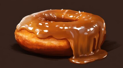 Chocolate glazed donut with colorful sprinkles floating on white background, no shadows, isolated cut-out