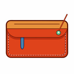 Orange pouch with needle and blue tab brown