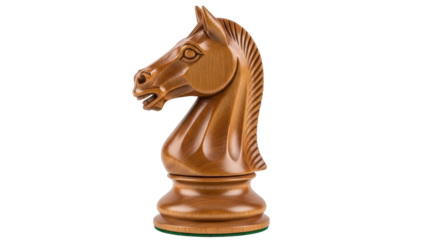 Isolated Wooden Chess Knight Piece