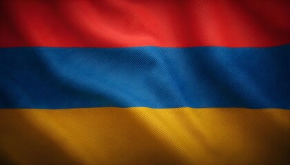 National flag of Armenia waving proudly in the wind during a bright sunny day, showcasing vibrant colors of red, blue, and yellow Generative AI