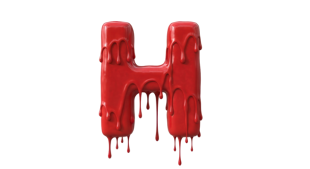 Isolated Letter H Dripping Red Paint