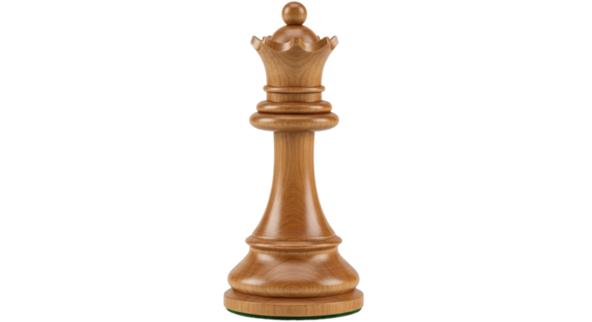 Isolated Wooden Chess Queen