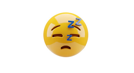 Fototapeta premium 3D Rendered Yellow Sleeping Emoji Emoticon with Closed Eyes and Zzz Symbol