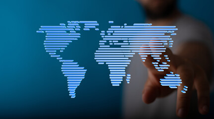 Abstract digital world map, global network, connection, technology concept.  Perfect for tech,...
