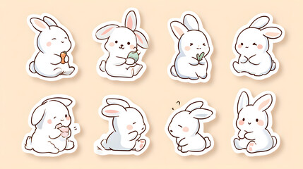 Cute and Playful Bunny Stickers for Creative Projects and Crafts