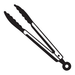 silhouette image of food tongs with transparent background
