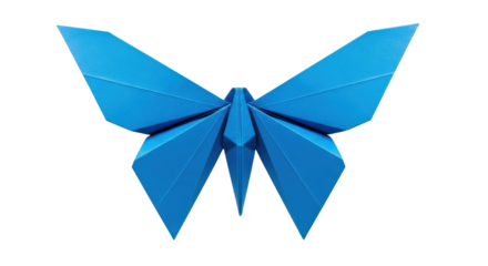 Isolated Blue Origami Butterfly
