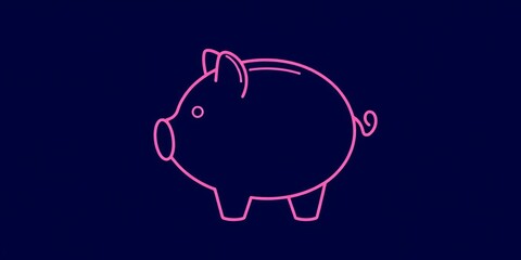 Fototapeta premium Simple line drawing piggy bank icon, symbolizing savings & financial planning, saving, money