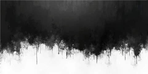 Abstract black and white grunge background with black ink splat and smoky textured clouds pattern