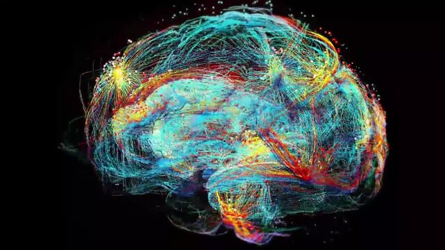 Dynamic 3D Model of Human Brain with Colorful Neural Pathways