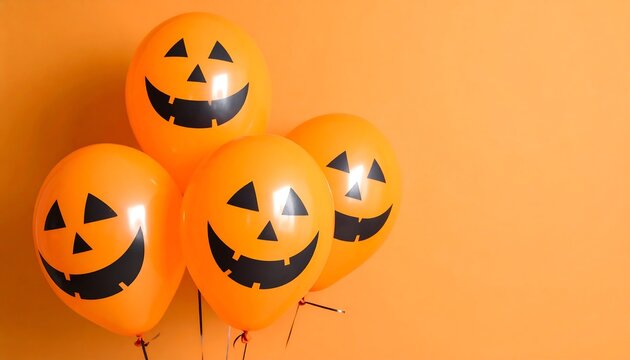 Halloween balloons against orange background