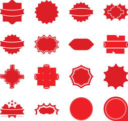 Collection of Red Vector Badges and Decorative Emblems Set.