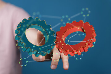 Abstract image of gears working together, symbolizing teamwork, cooperation, and synergy.