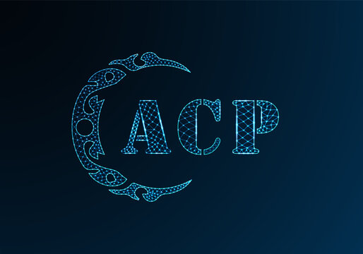 Low poly letter logo ACP design. ACP letter logo low poly vector design on blue color gradient background. ACP logo low poly design