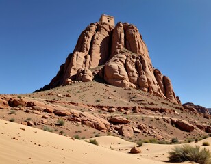 Fototapeta premium Majestic Desert Cliff with Lookout Building