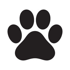 Cat and Dog Paw Print Icon in Black Vector Style.