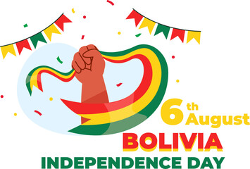 A vibrant illustration celebrating Bolivia's Independence Day on August 6, featuring traditional colors and symbols, representing cultural pride.
