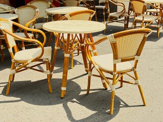 Restaurant street table with chairs.