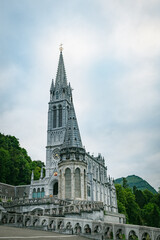 one of the churches in lourdes where pelgrims go in france