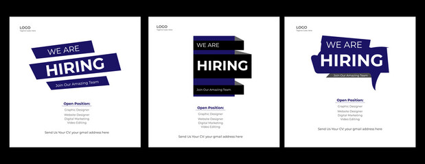 We Are Hiring Instagram Post – Job Vacancy Social Media Banner Template, Creative Hiring Social Media Post – Job Recruitment Instagram Banner Template